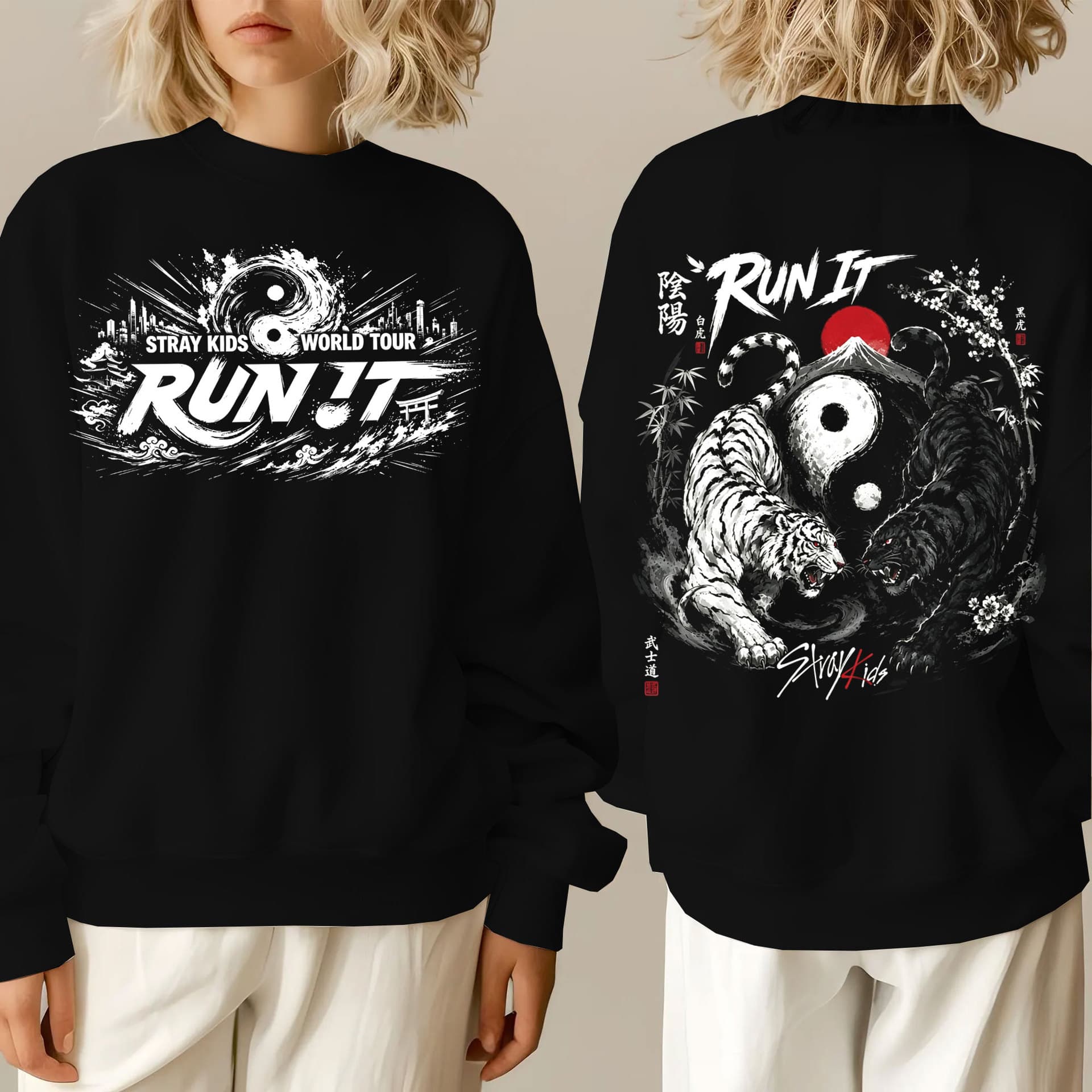 2026 Stray Kids World Tour Run It SKZ Ribbed Crewneck Sweatshirt Top In Stock
