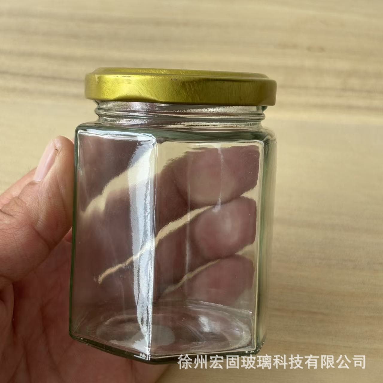 Hexagonal glass jars (85ml/100ml) for pearl powder and honey - manufacturer with in stock.