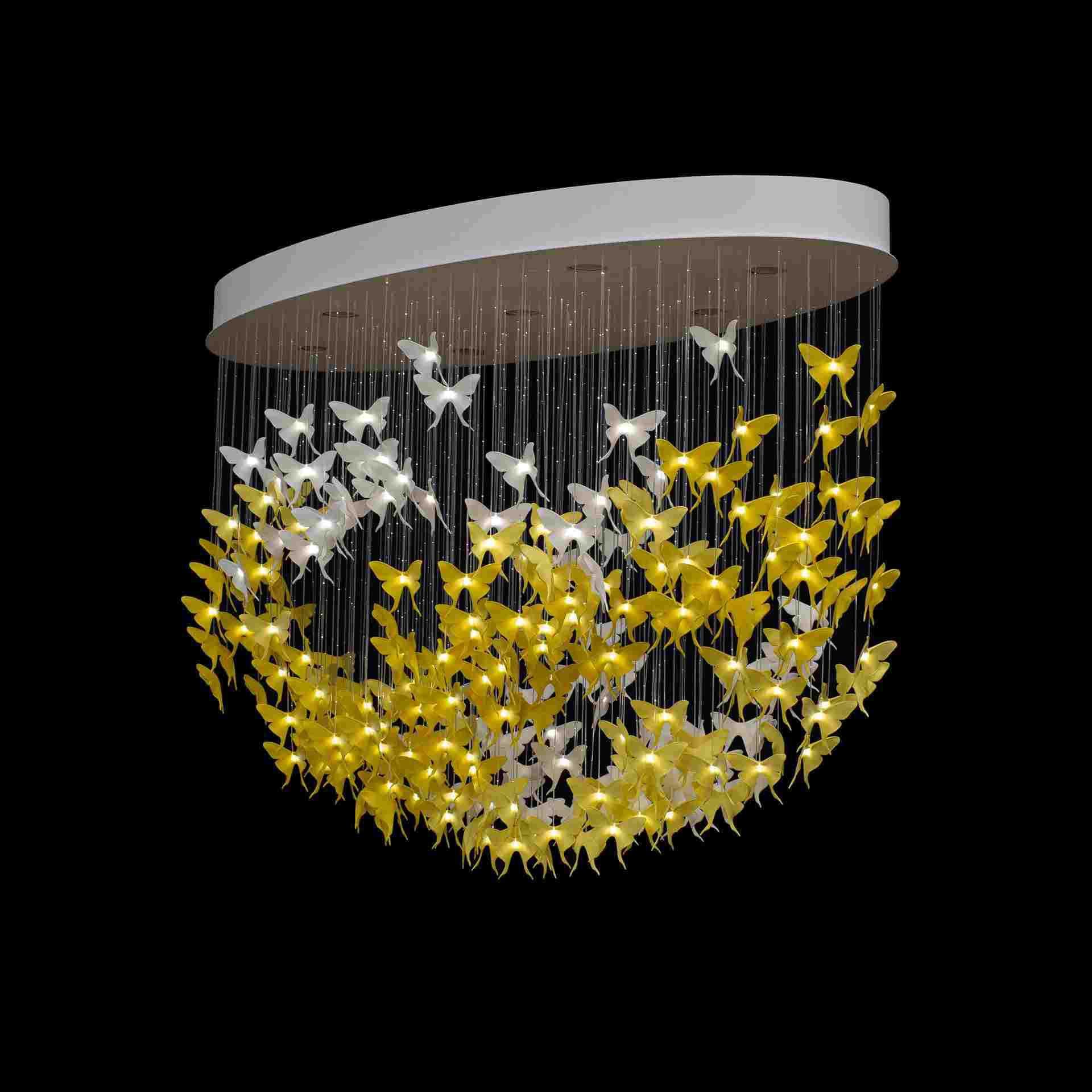Modern simple butterfly ceramic fiber optic chandelier personalized villa stairwell sales department restaurant atmospheric living room lamps