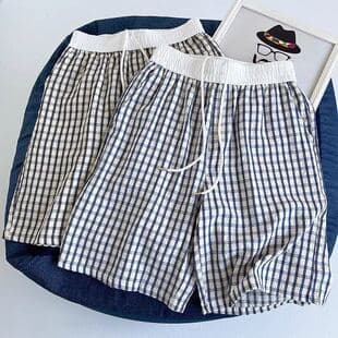 Design Grid Patchwork Shorts for Women 2026 Summer Thin Relaxed Lazy Five-Point Shorts Quick-Dry Beach Shorts