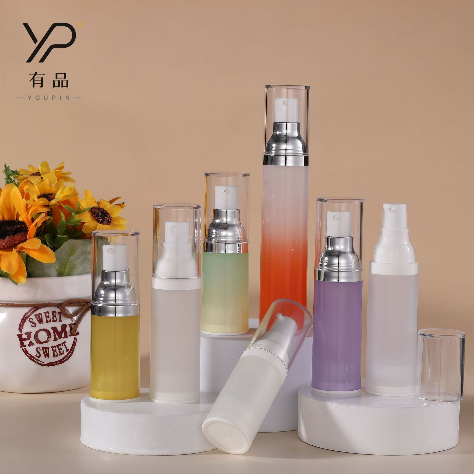 Customized processing of high-quality desktop vacuum bottles, push-type lotion essence bottles, cosmetic packaging material manufacturers