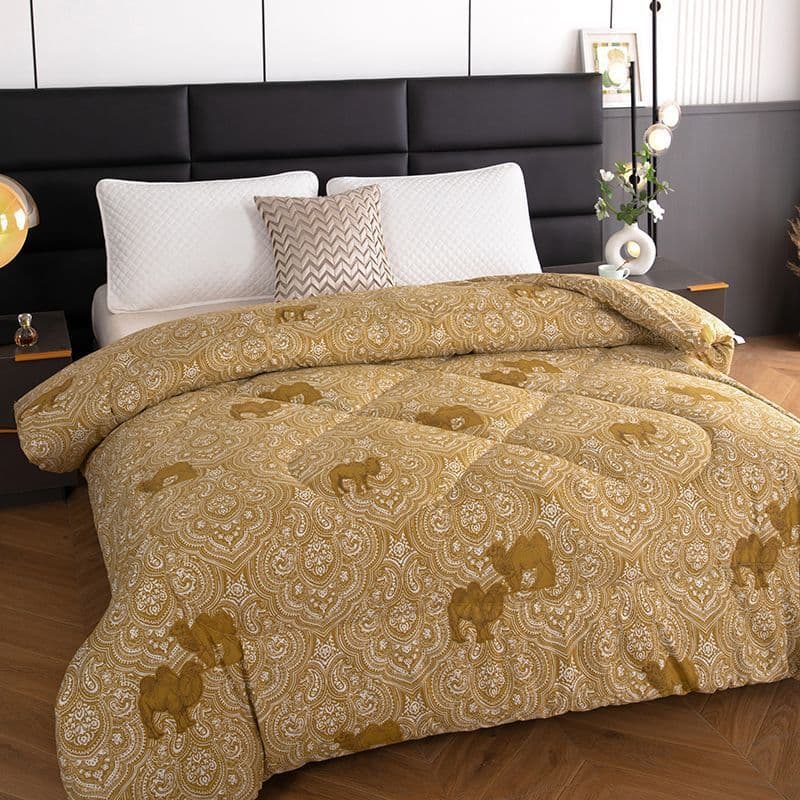 Extra Thick Camel Fiber Floss Quilt Filling, Double Bed Warm Quick-Heat Cotton Quilt, Spring/Autumn Single Student Dormitory Quilt, Cross-border