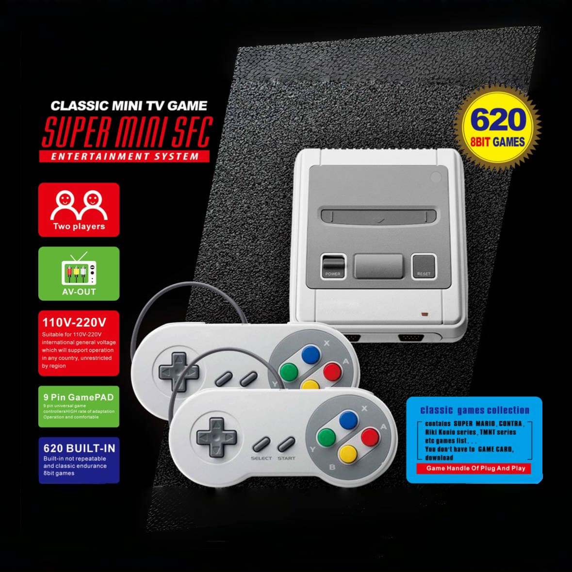 Cross-border SFC620 Game Console Mini Retro Nostalgic Famicom 620-in-1 Wired Home TV Game Console
