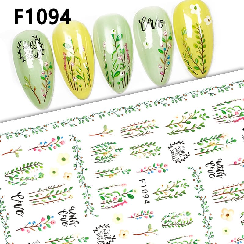 Cross-Border Supply Spring Colorful Flower Butterfly Nail Stickers Flamingo Rabbit Fashion Nail Stickers Wholesale