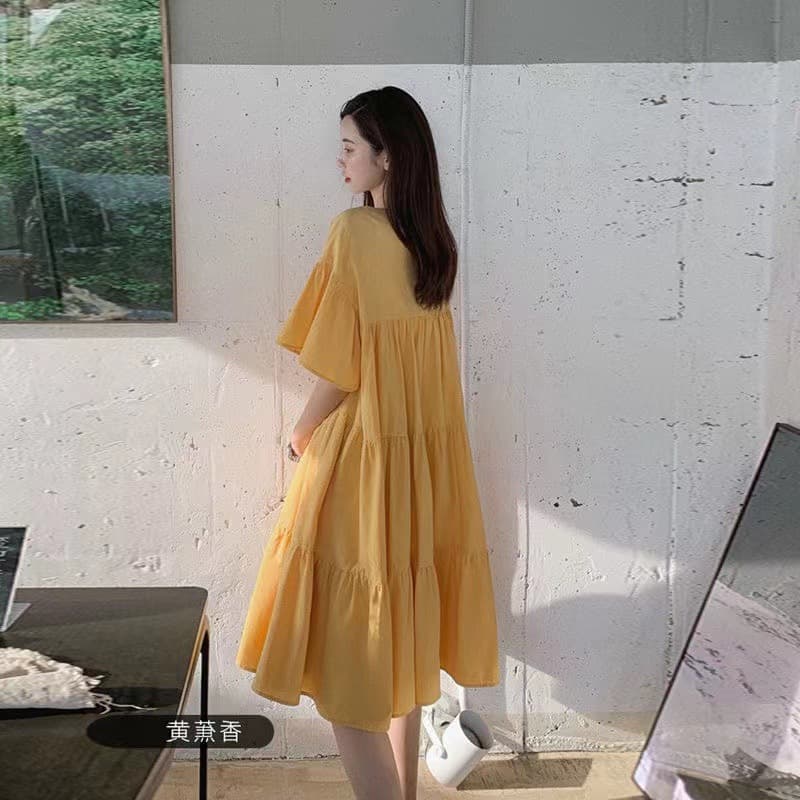 Summer Maternity Dress Set Long Skirt Korean Style Fashionable Pregnancy Plus Size Dress Comfortable Casual Princess Skirt