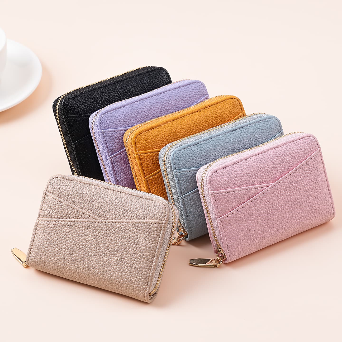 Japanese Style Multi-Slot Coin Purse New Anti-Skimming RFID Zipper Wallet for Men and Women Small Wallet Card Holder