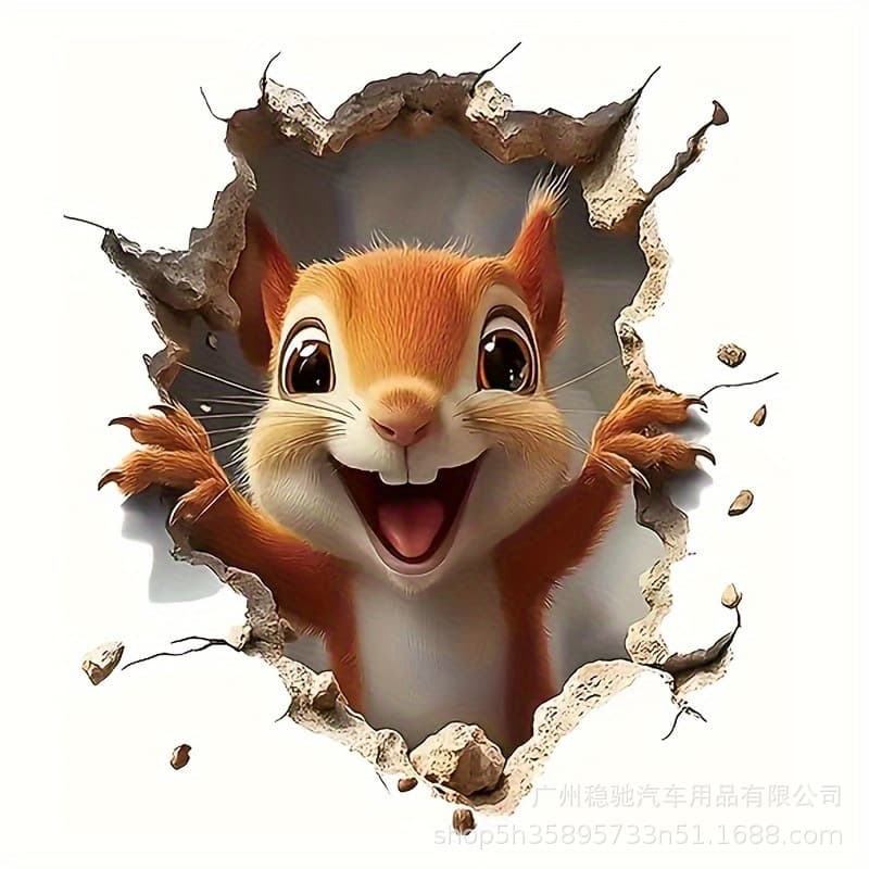 Cross-border Car Creative Squirrel Breaking Wall Scratch Cover Sticker Motorcycle Personalized Modification Decorative Self-adhesive Sticker Wholesale