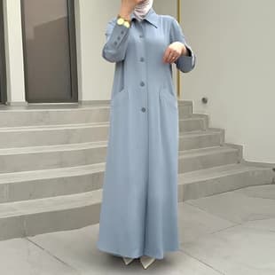 2026 New Arrival Women's Polo Collar Loose Plus Size Long Sleeve Casual Long Dress - Amazon Cross-Border Export