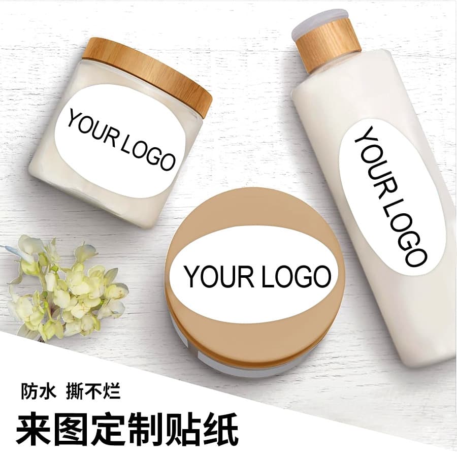 Logo Advertising Sticker Waterproof Label Custom Design Personalized Printing Transparent PVC White Background Oval Sticker Large