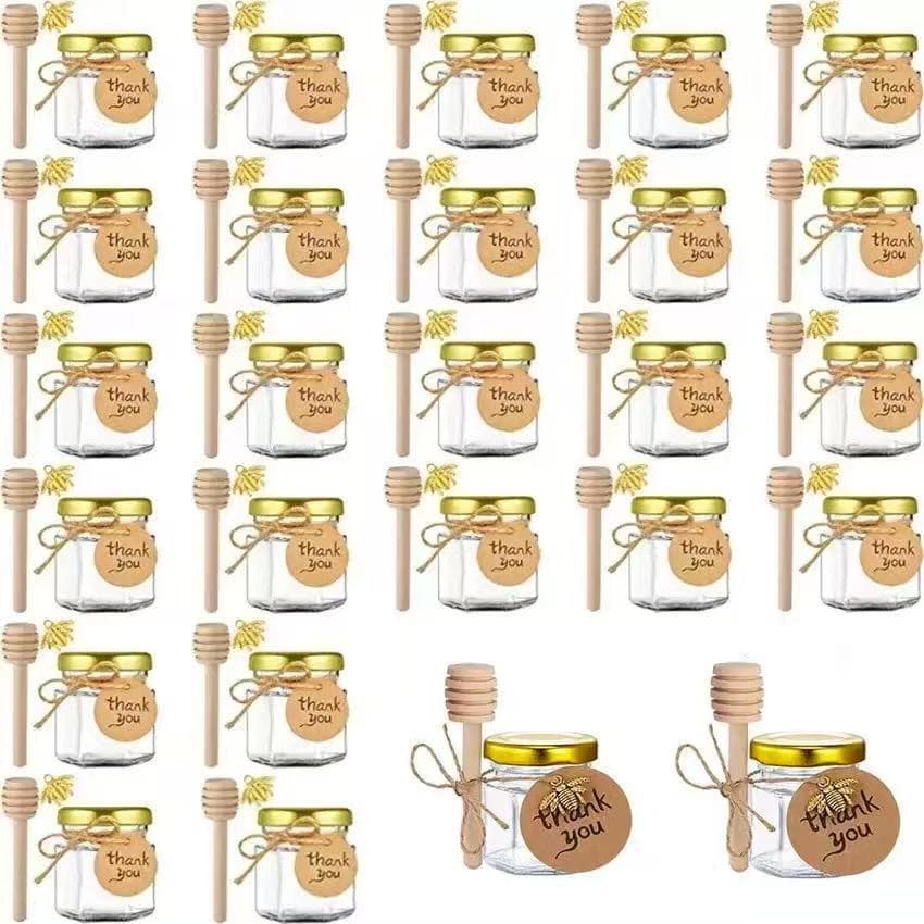 Amazon Set Sealed 45ml Hexagonal Glass Bottle Honey Jar Jam Jar Chili Sauce Bottle Wedding Honey Dispensing Bottle
