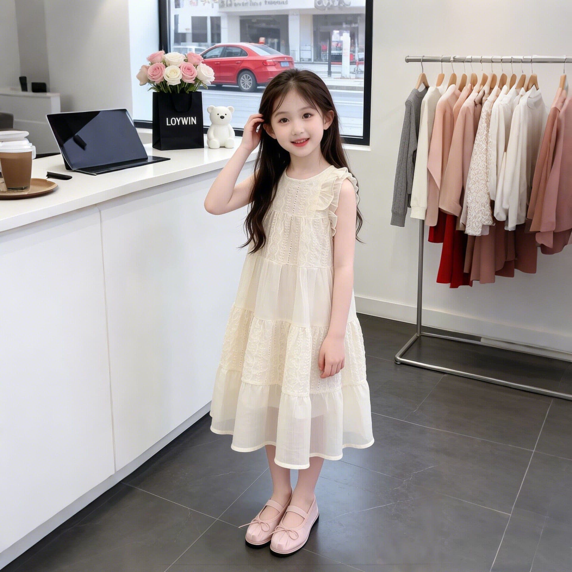Girls' Summer Dress 2026 New Stylish Little Girl Princess Dress Children's Summer Sports Dress