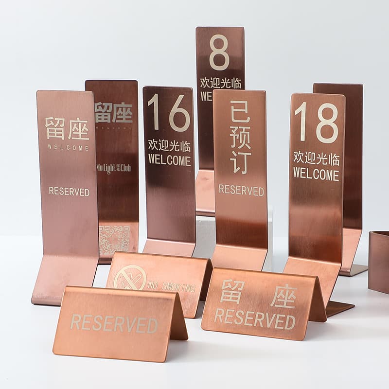 Thick Stainless Steel Rose Gold Table Number Plate, Restaurant Digital Plate, Order Calling Number