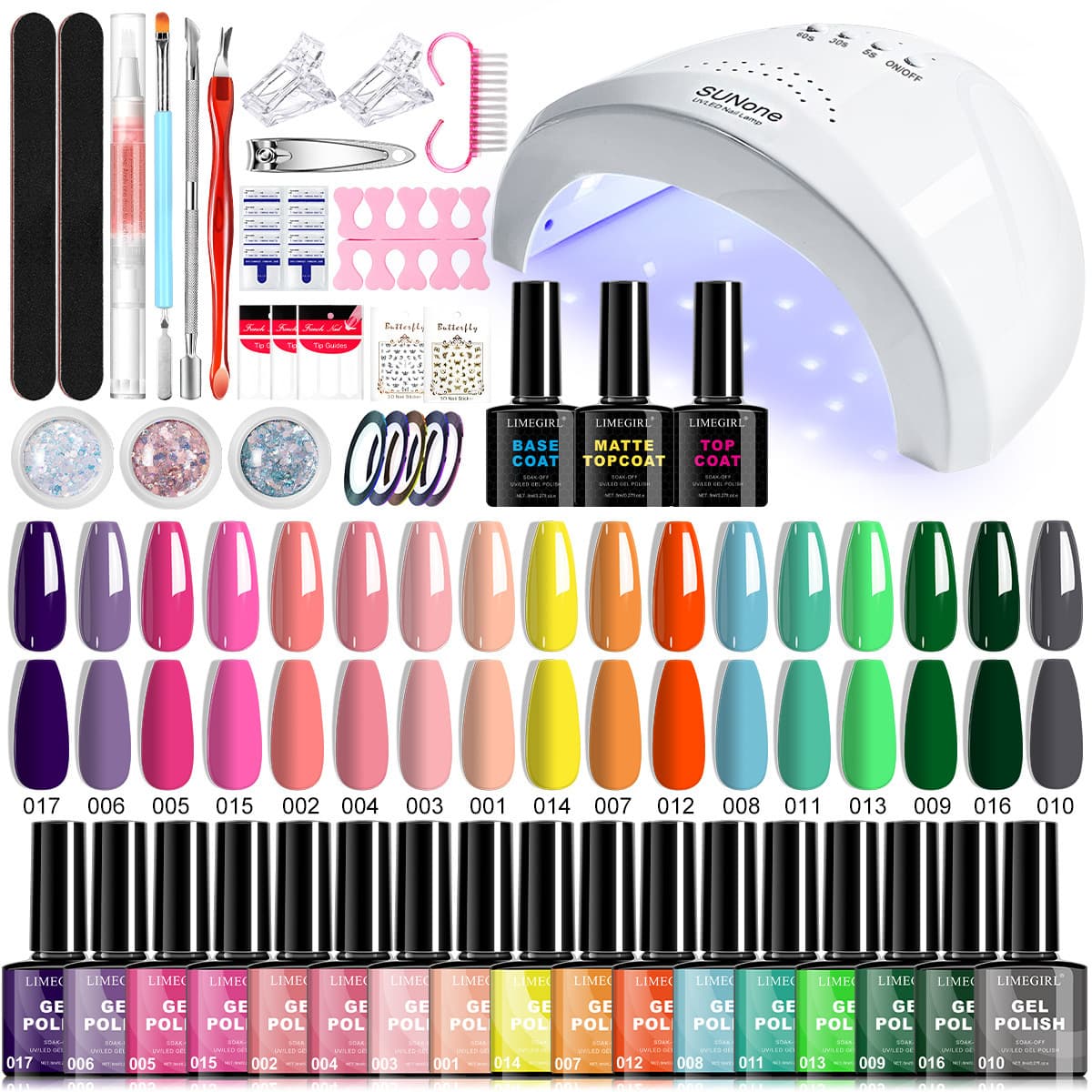 Nail Art 35-Color Gel 70-Piece Tool Nail Tip Set Nail Polish Gel Acid-Free Primer Desiccant Charms Lamp Wearable Nails