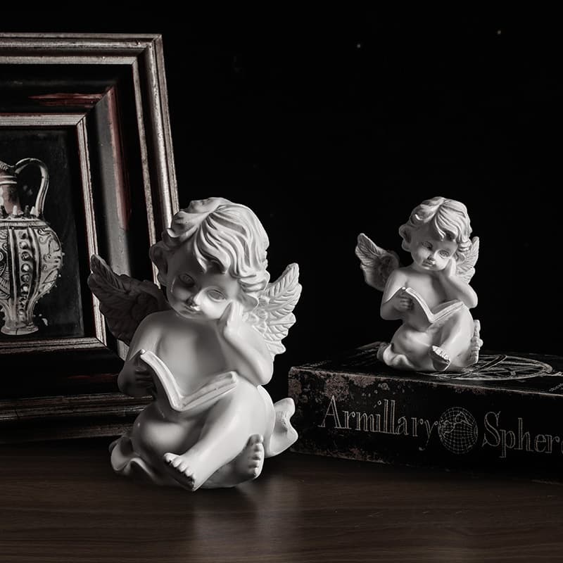 European and American cute reading angel resin figurine creative home decoration for children's room