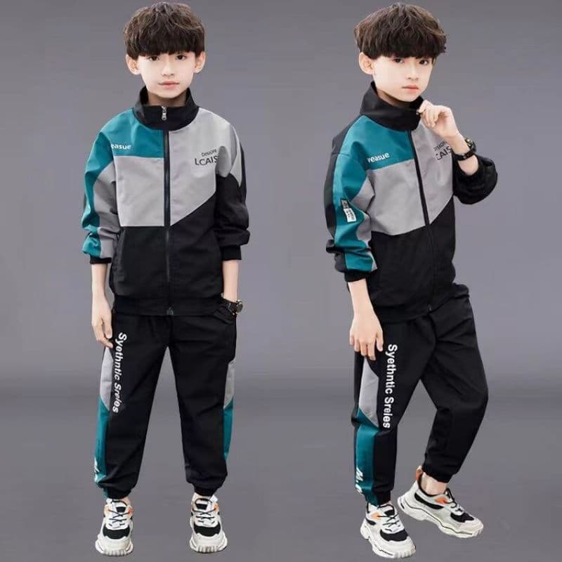 Boys Autumn Suit 2025 New Korean Style Fashionable Children's Patchwork Casual Sport Two-Piece Set Drop Shipping