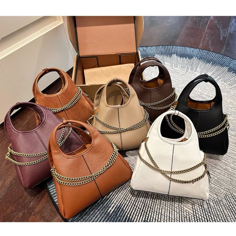 25 Fall/Winter New Lana19 Mini Basket Bag Vintage Handbag Shoulder Crossbody Bucket Bag Chain Underarm Bag