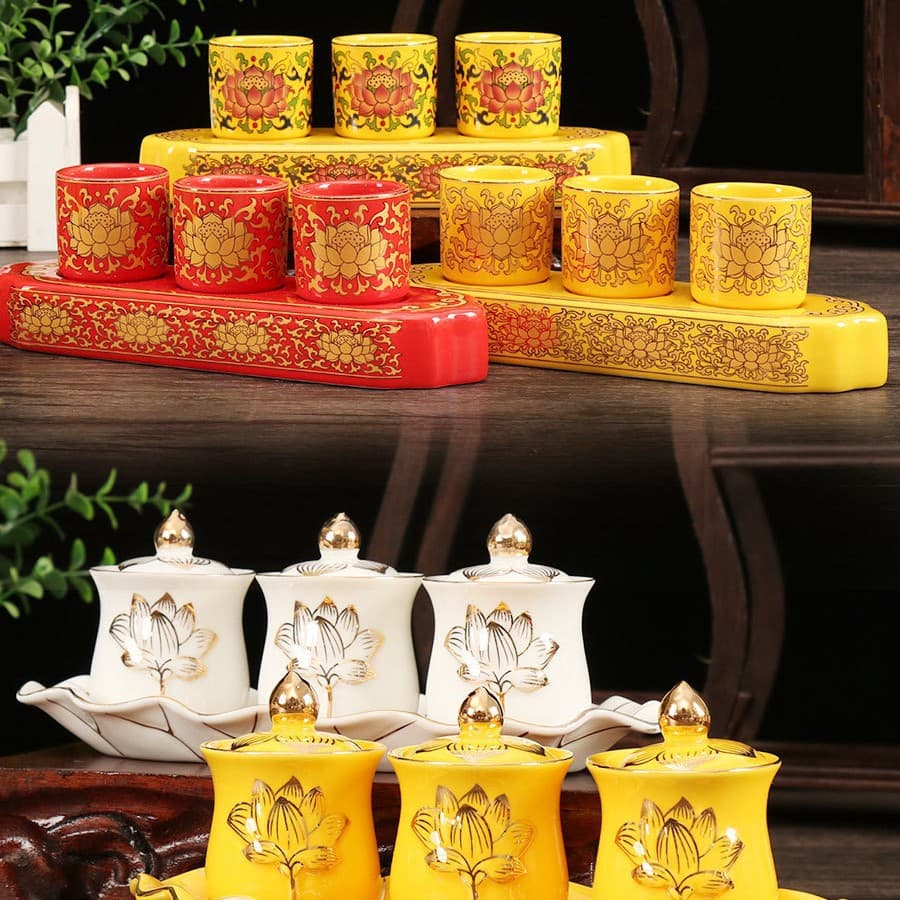 Wholesale Buddhist Water Cup, Ceramic Pure Water Cup, Lotus Buddha Altar Guanyin Offering Cup, Home Great Compassion Mantra Holy Water Cup