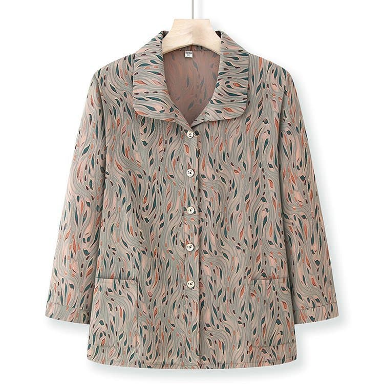 Grandma's Spring Blouse, Summer Top for Middle-Aged and Elderly Women, Nine-Tenths Sleeve Shirt for Elderly Ladies, Loose-Fit Shirt for Mothers in Spring and Autumn