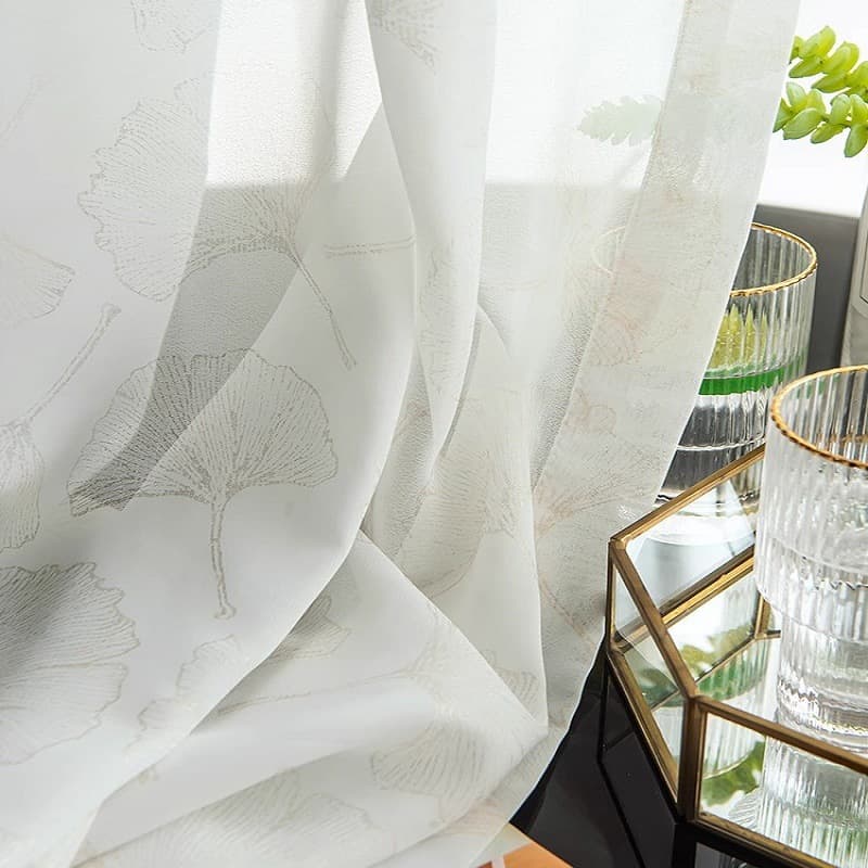 Light-transmitting and opaque floor-to-ceiling curtains, ginkgo bronzing living room, modern and popular balcony bay window partitions, finished curtains