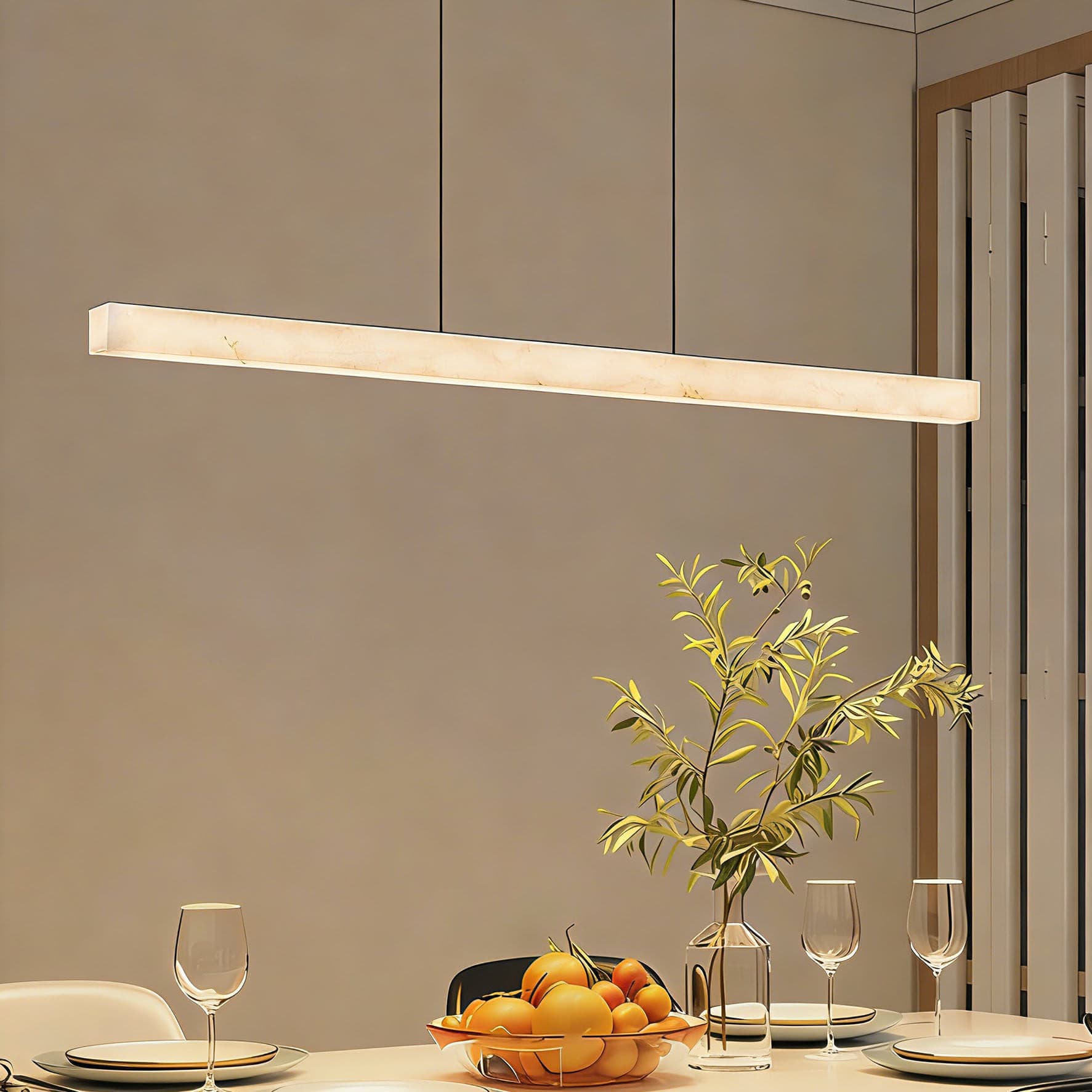 Marble-Patterned Italian Minimalist Restaurant Pendant Light 2026 Light Luxury High-End Dining Table Tea Room Island Bar Long Strip Pendant Light