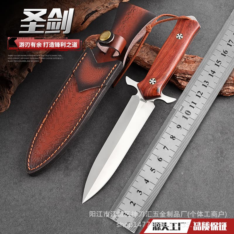 Factory Direct Hot-Selling Cross-Border Export Integrated Spine Survival Knife Outdoor Camping Multi-Functional Portable Fruit Straight Knife