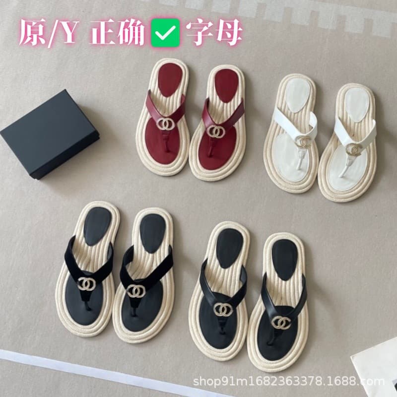 26 Early Spring New Hemp Rope Rhinestone Metal Buckle Flip Flops Women Flat Beach Sandals Outdoor Toe Separator Sandals