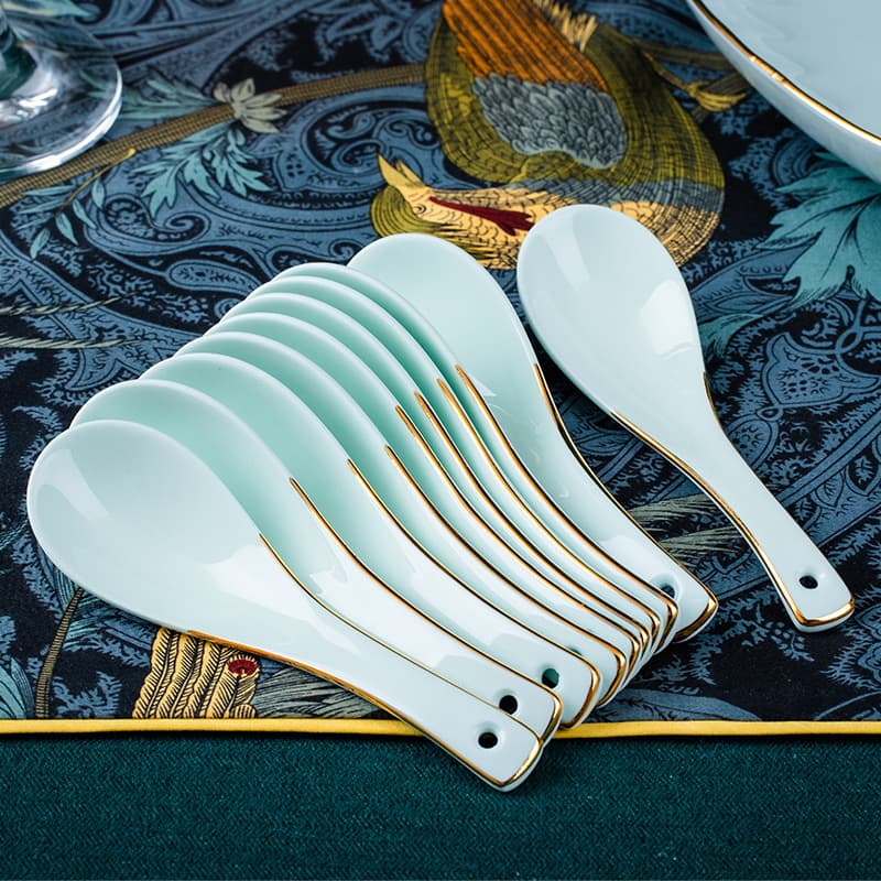 Ceramic Soup Spoon Long Handle Large Spoon Small Spoon Spoon Ceramic Chopsticks Home Anti-slip Anti-mold DIY Wholesale Self-selection