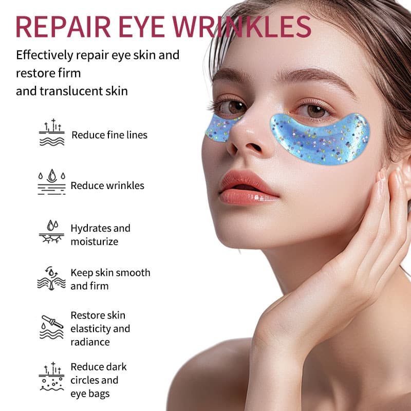 Cross-border Source Factory Glitter Eye Mask Patch OEM Transparent Hydrating Firming Eye Patch Glitter Eye Mask Bagged Stock