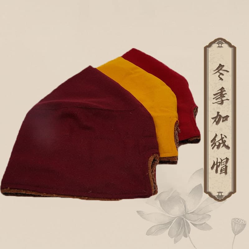 Lama Monk Hat Tibetan Buddhist Monk Cockscomb Hat Monk Dharma Hat Winter Wool Hat Fleece Knit Hat Scarf Jomo Hat