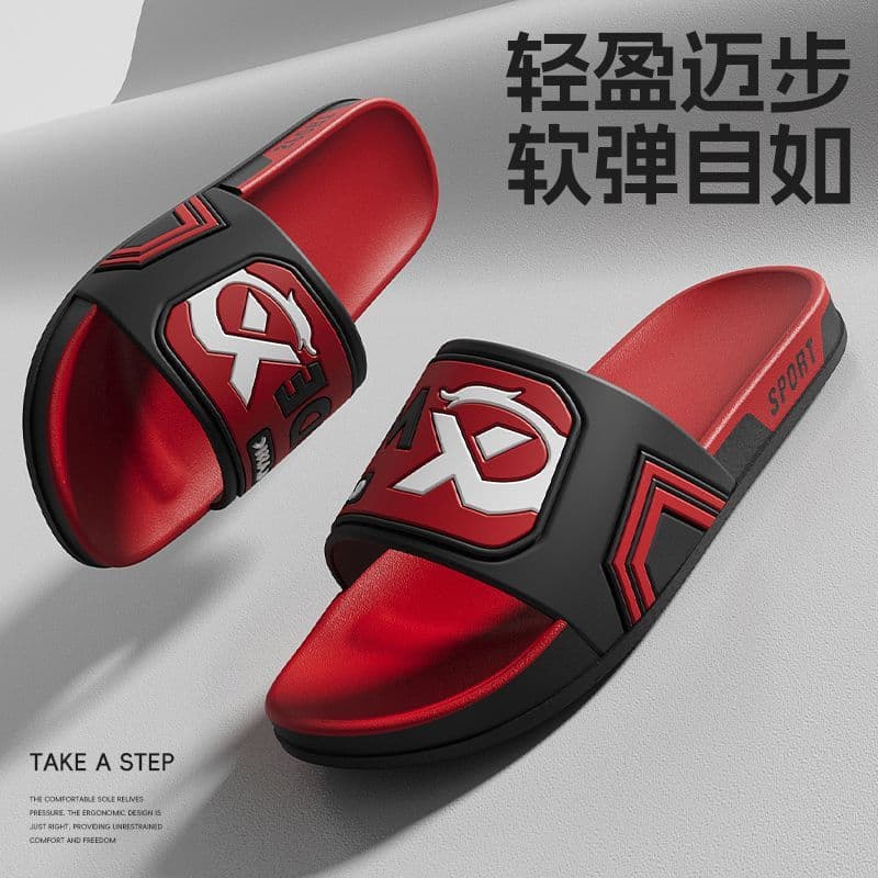 Trendy Youth Slip-On American Dopamine Flat Non-Slip Wear-Resistant Simple Style Summer Men's Slide Sandals