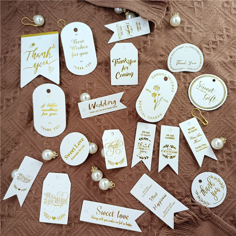 English hot foil stamped white cardstock hang tag, gift decoration tag for wedding favors, Love hang tag small card