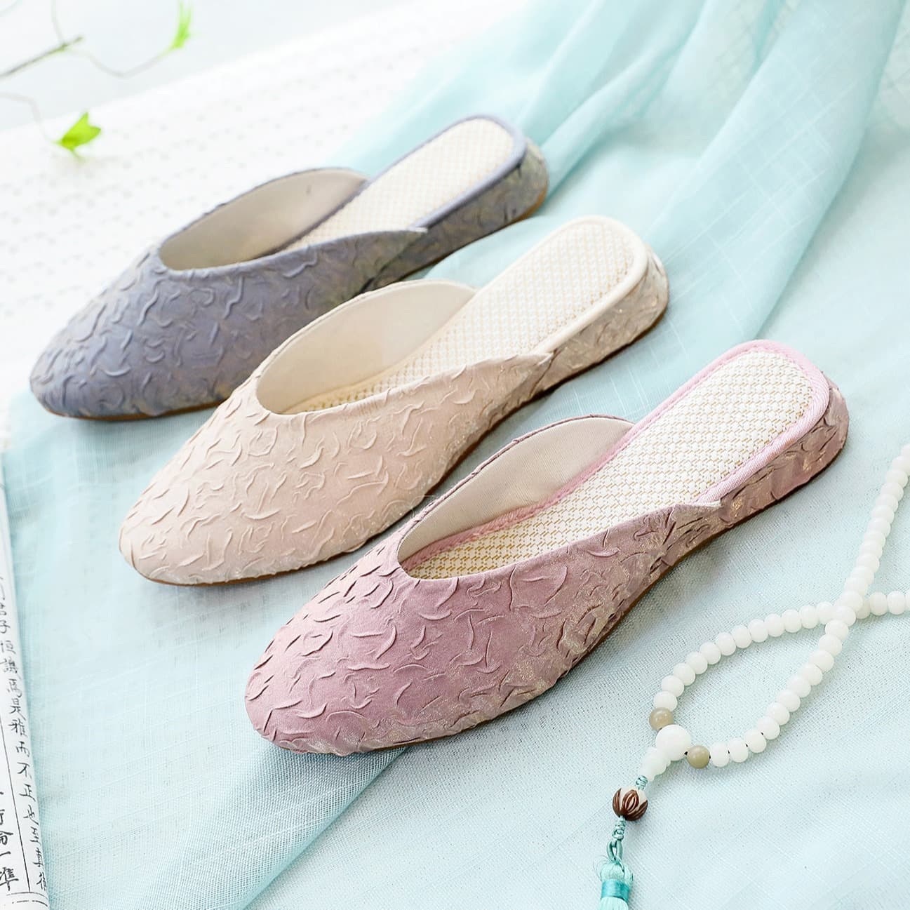 Slippers, solid color toe-toe slippers, summer sandals, cloth shoes, women's shoes, 2022 spring and summer new style
