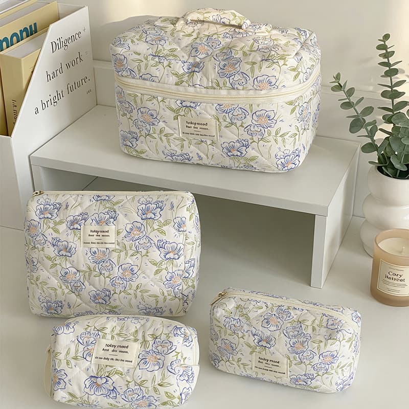 Korean-style Bow Quilted Cosmetic Bag Portable Travel Toiletry Organizer Gift Premium Handbag