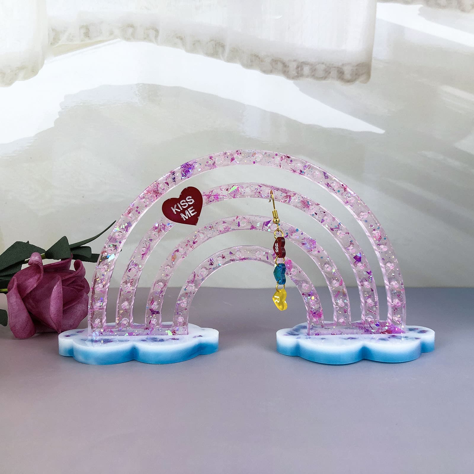 X0754 Rainbow Jewelry Stand Desktop Decoration Cement Plaster Mold DIY Silicone Mold