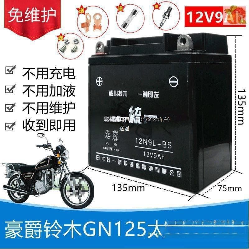 Haojue Suzuki GN Prince HJ125-8 Men's Motorcycle Maintenance-Free Battery 12V9A Dry Battery [Pre