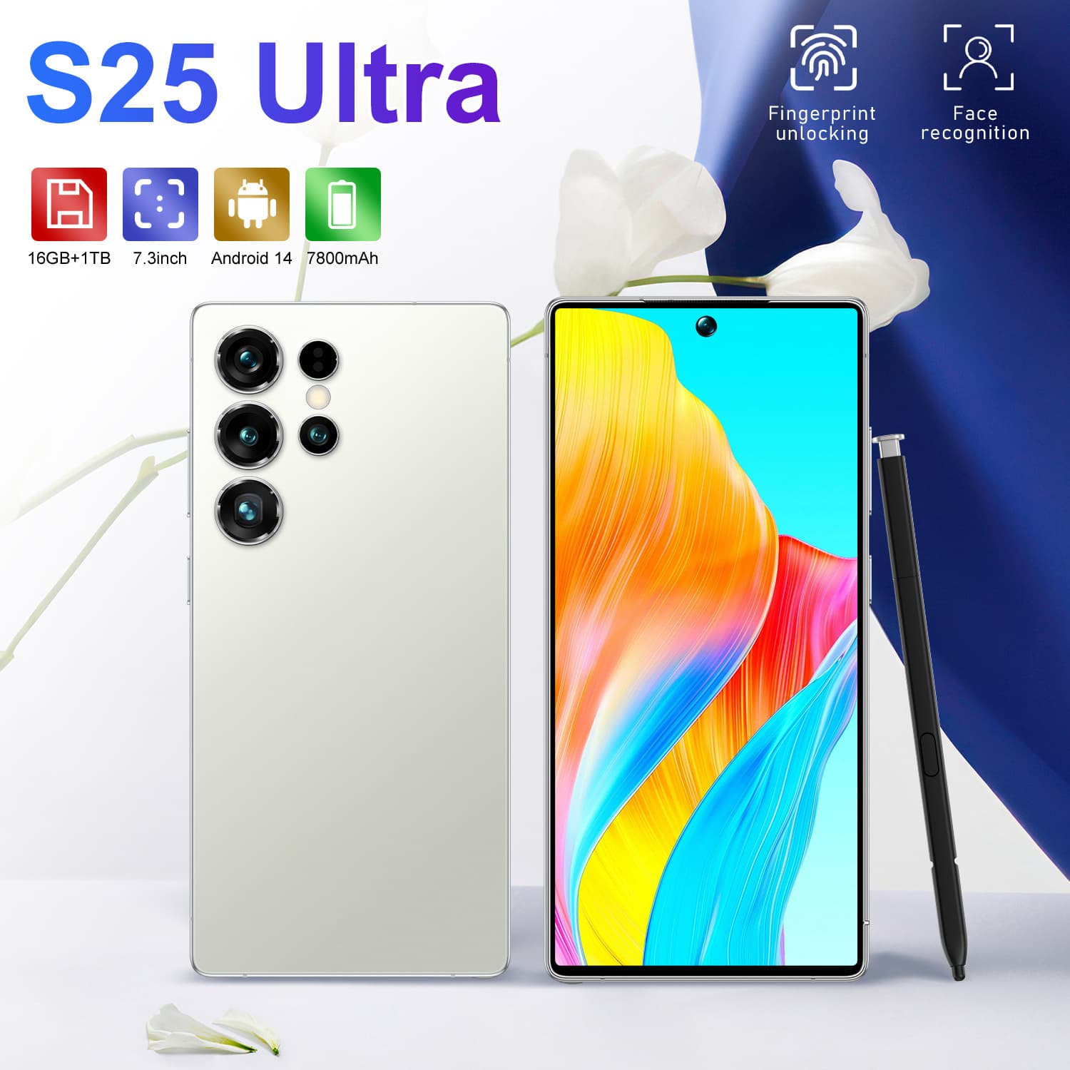 Cross-border Global Version S25 Ultra Phone with Built-in Stylus 7.3-inch 4+64GB Android 12 True 4G TK Hit Phone