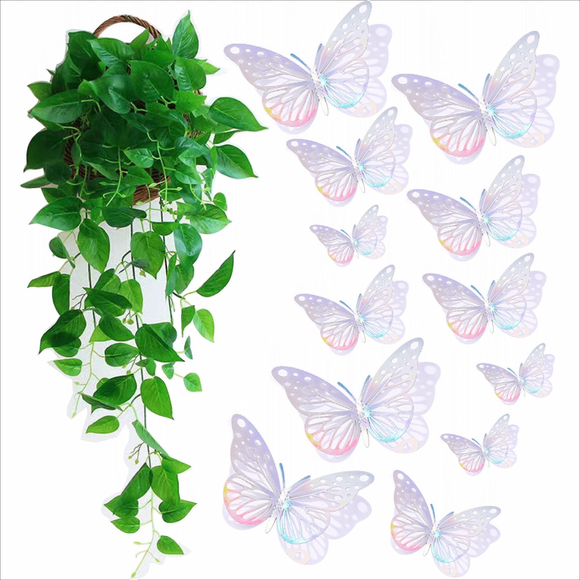 3D Butterfly Wall Stickers Hollow-Out Butterfly Wall Decor Colorful Butterfly Decals for Wall Background Decoration