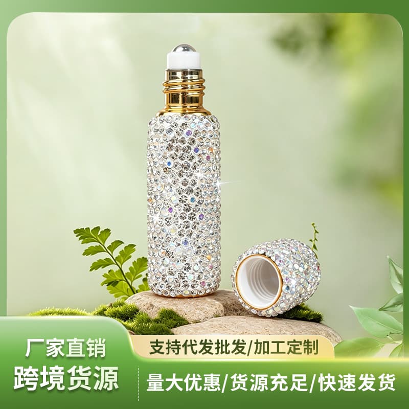 Light Luxury Diamond-Studded Frosted Roller Perfume Bottle Travel Portable Sample Sub-Bottle Cross-Border Hot-Selling Empty Glass Bottle