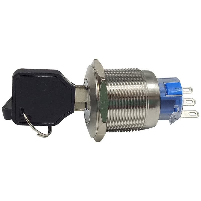 Self-Locking 16 19 22mm Two-Gear Three-Position Key-Operated Rotary Selection Switch Metal Button Switch 3-Pin 6-Pin
