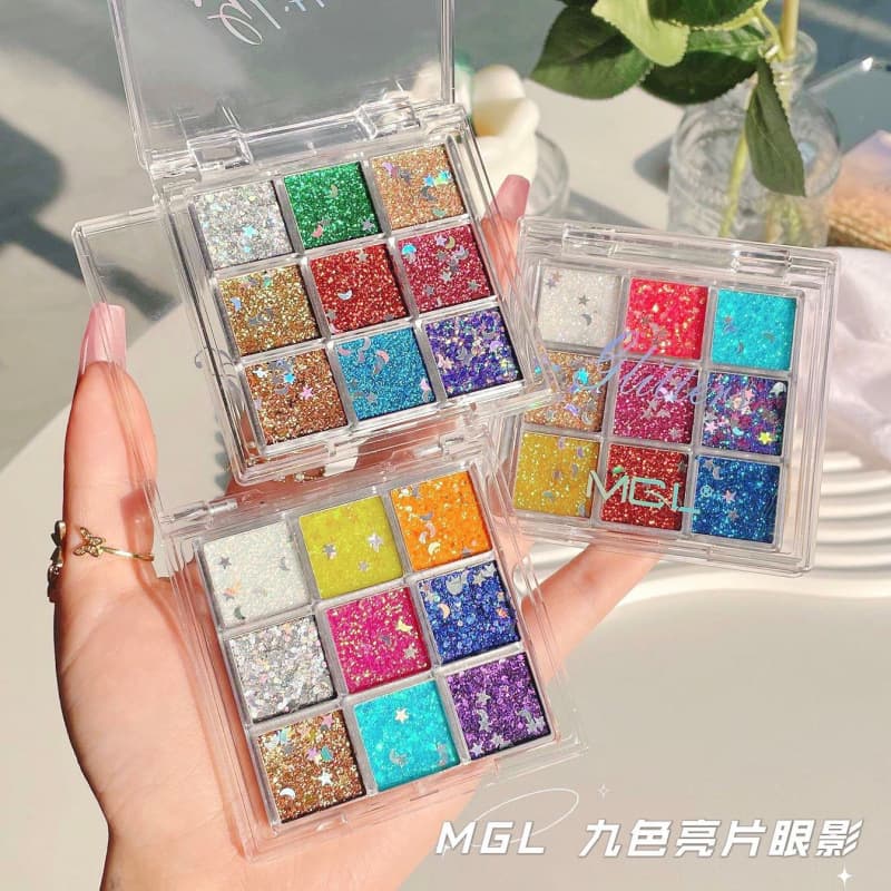 Makeup Artist Glitter Fine Shimmer Gel Eyeshadow Palette Travel Performance Student Stage Makeup Nine-Color Eyeshadow