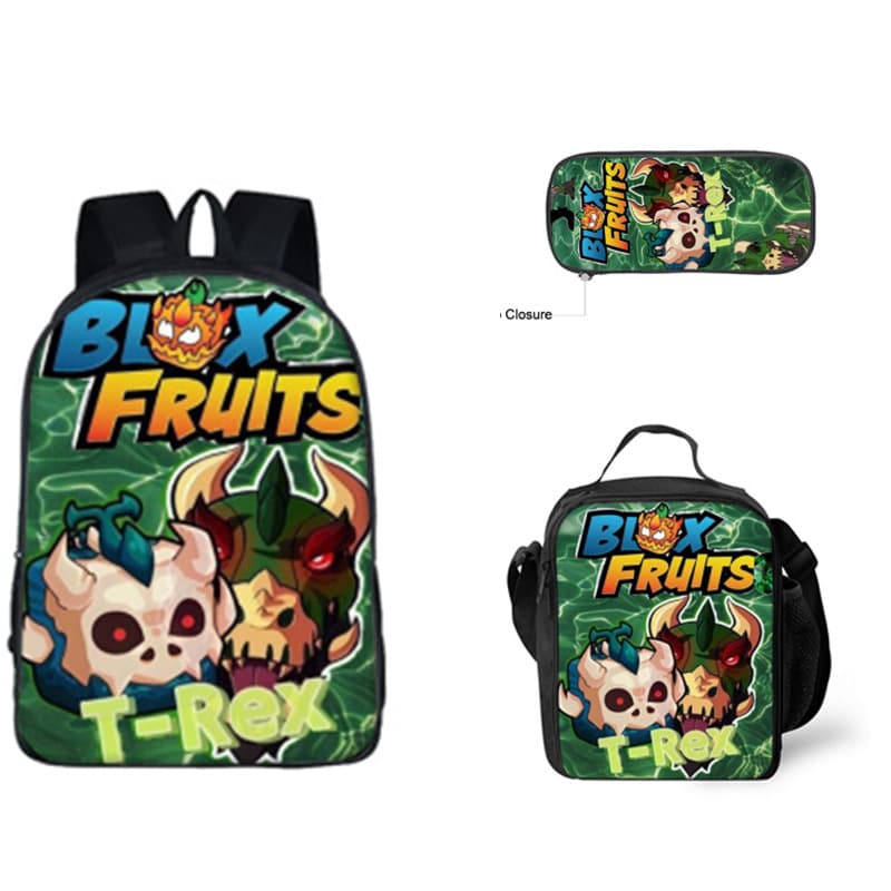 ROBLOX Game Blox Fruits Printed Backpack Devil Fruit 42cm Backpack Set for Primary and Secondary School Students