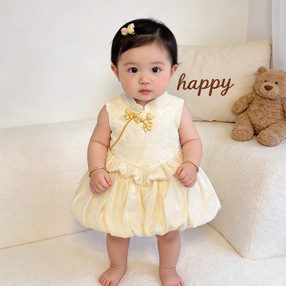 Baby skirt summer Chinese style thin princess skirt baby clothes summer super cute dress Tang suit one-year-old dress