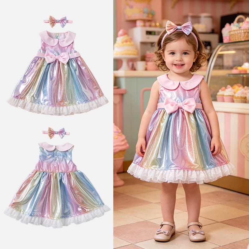 Cross-border Direct Supply Source Factory Girls' Dress Round Neck Sleeveless Princess Dress Summer Outfit Set