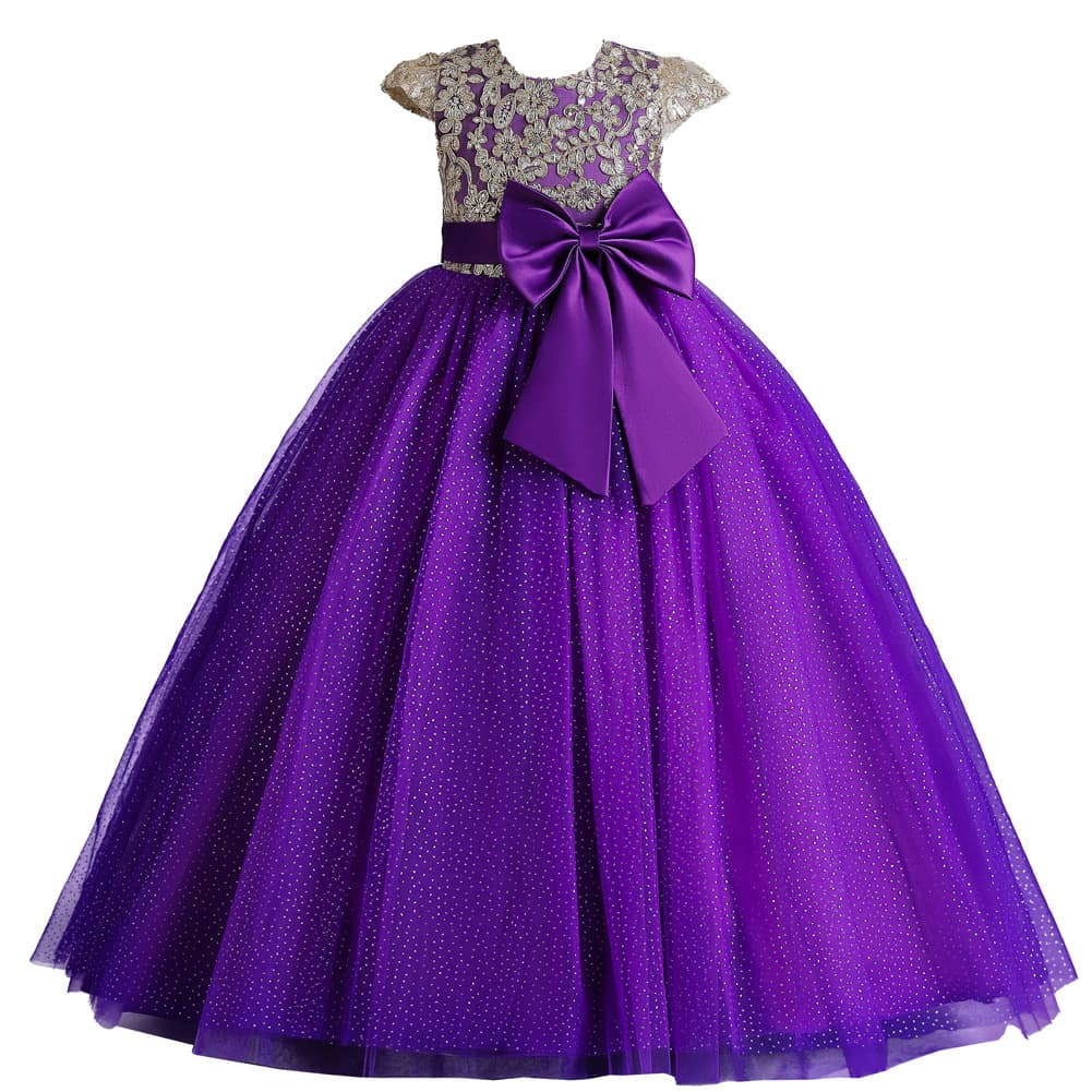 Girls' Princess Tulle Wedding Dress Party Gown for Piano Performance Host Christmas Formal Dress