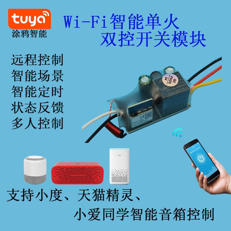 Graffiti Single-Wire WiFi Smart Dual-Control Switch: No Wiring Required, Remote Control via Mobile Phone, Supports Baidu and Xiaoai Speakers