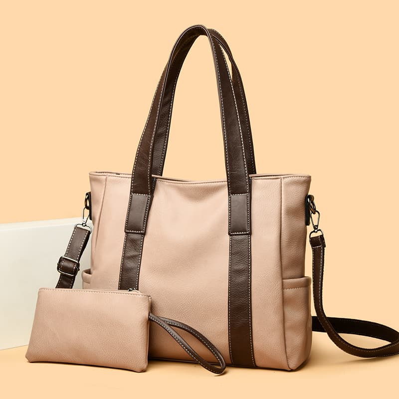 Women's Tote Bag Set, Premium PU Soft Leather Large Capacity Shoulder Bag, Versatile Color Matching Commuter Bag