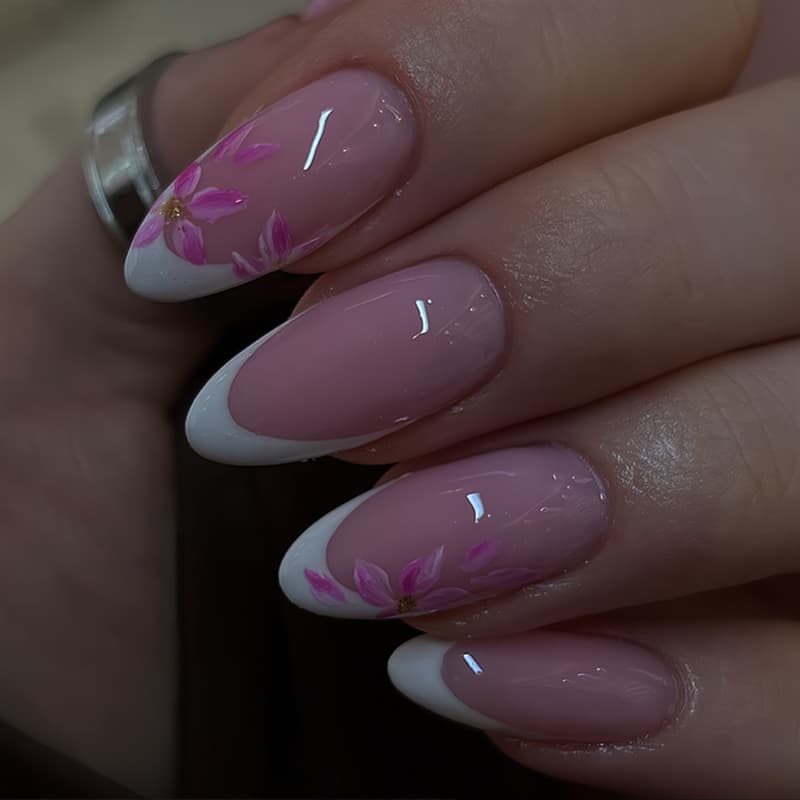 Handmade Press-On Nails Peach Nude Pink Sakura Milky White French Water Drop Natural Everyday Versatile Fake Nails