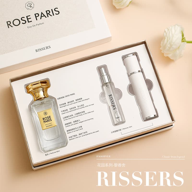 Paris Rose Perfume Gift Box Set RISSERS Live Streaming Bestseller Long-Lasting Light Fragrance Women's Niche Fresh Perfume