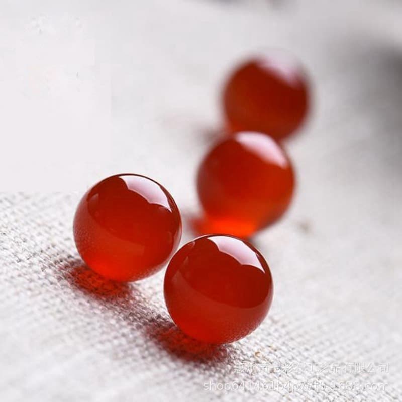[Red Agate Single Bead] Half hole without holes red loose beads earrings through hole round beads hairpin diy accessories loose beads