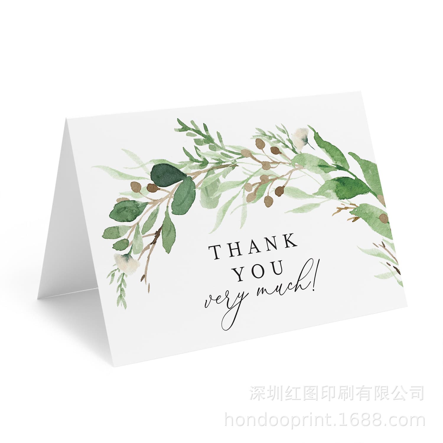 Half-fold thank-you cards, handwritten, Dutch white, high-quality printed watercolor illustrations of flowers, animals, sunflowers, greeting cards, wholesale.